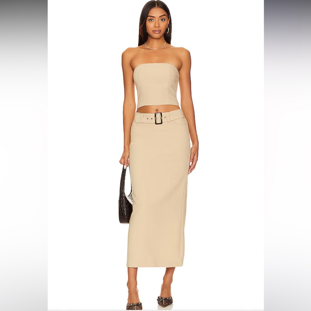 NWT Revolve Song of Style Kenly Tube Top & Perdita Maxi Skirt in Latte Beige